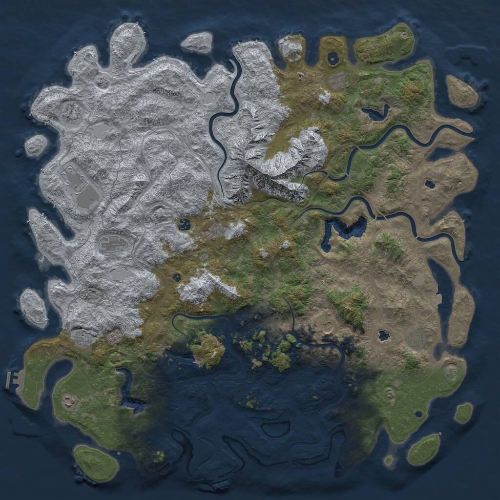 Rust Map: Procedural Map, Size: 6000, Seed: 688495735, 17 Monuments