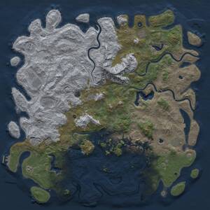 Thumbnail Rust Map: Procedural Map, Size: 6000, Seed: 688495735, 17 Monuments