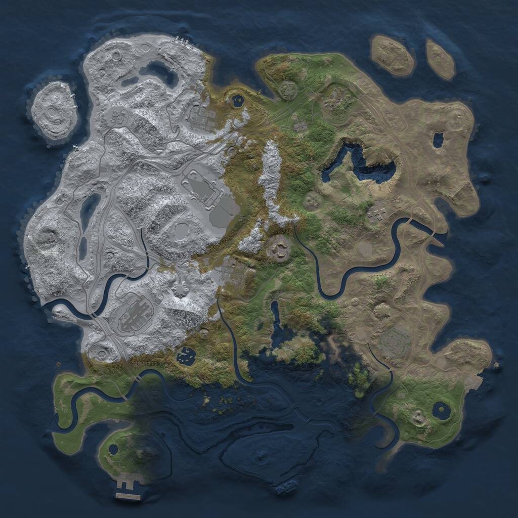 Rust Map: Procedural Map, Size: 4250, Seed: 696324680, 16 Monuments