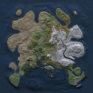 Thumbnail Rust Map: Procedural Map, Size: 3000, Seed: 1905186017, 9 Monuments