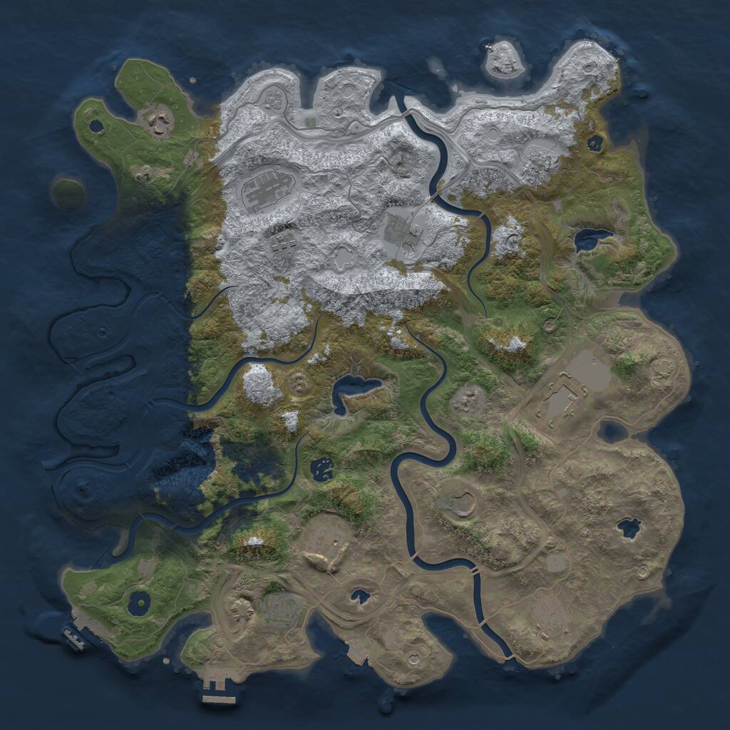 Rust Map: Procedural Map, Size: 4500, Seed: 80170549, 17 Monuments