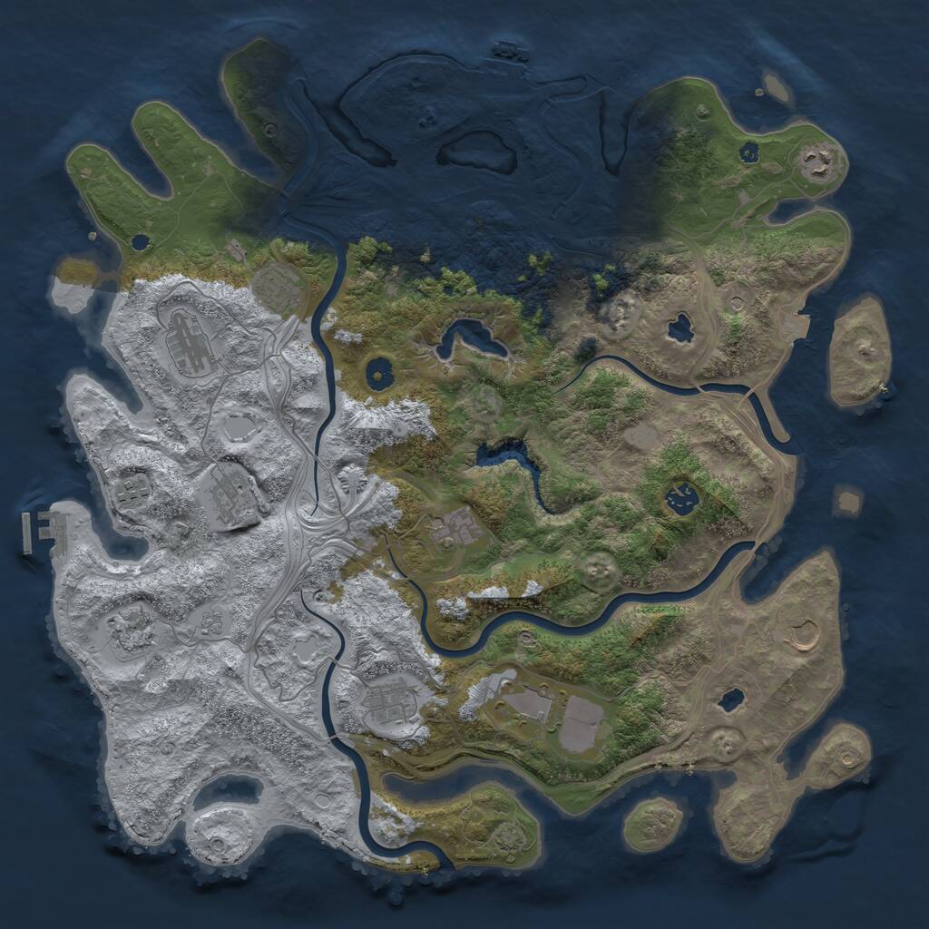 Rust Map: Procedural Map, Size: 4500, Seed: 255208468, 17 Monuments