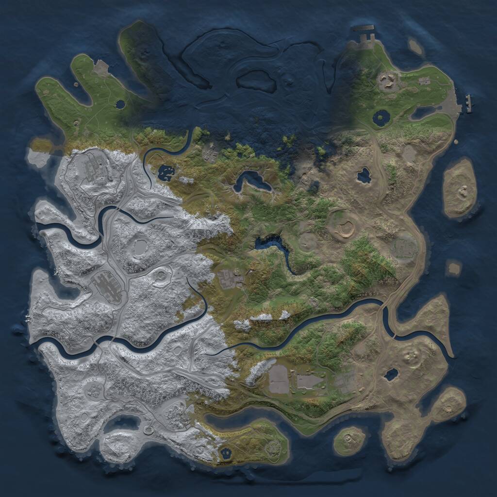 Rust Map: Procedural Map, Size: 4500, Seed: 255208468, 17 Monuments