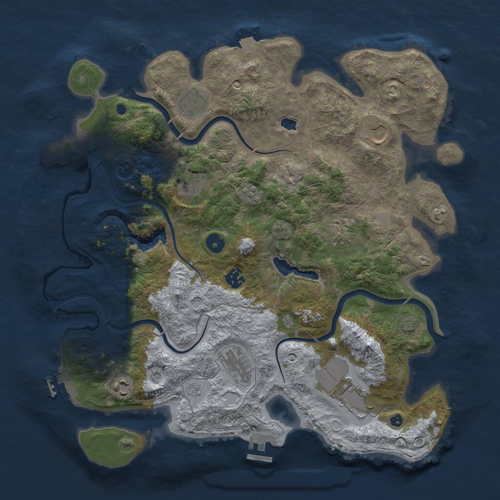 Rust Map: Procedural Map, Size: 4000, Seed: 52647, 15 Monuments