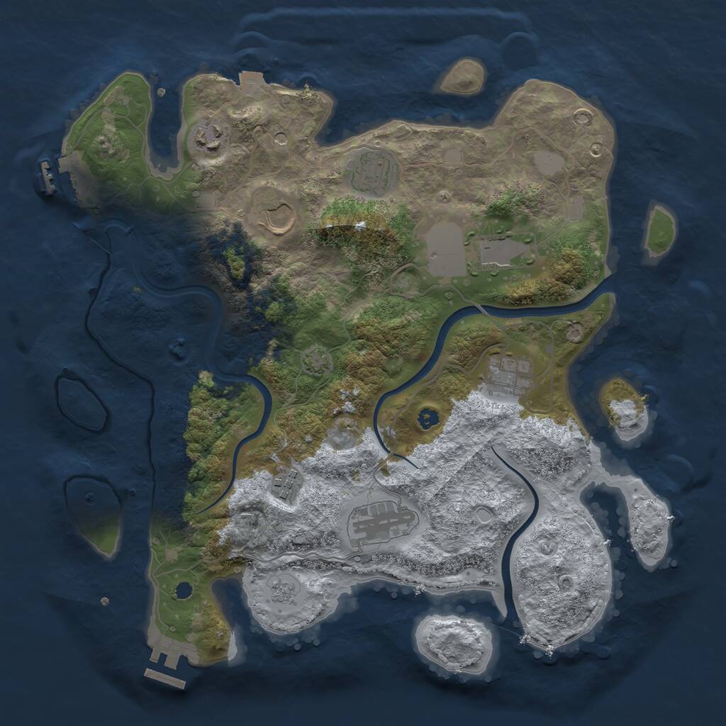 Rust Map: Procedural Map, Size: 3500, Seed: 934295030, 13 Monuments