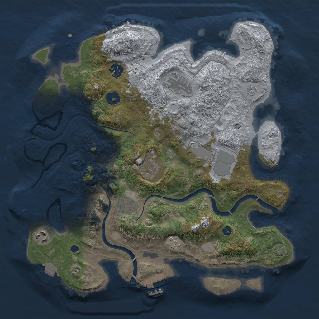 Rust Map: Procedural Map, Size: 3500, Seed: 1663928711, 13 Monuments