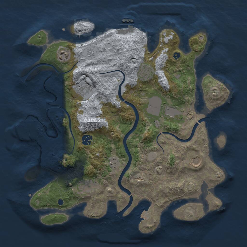 Rust Map: Procedural Map, Size: 3500, Seed: 1896448035, 14 Monuments