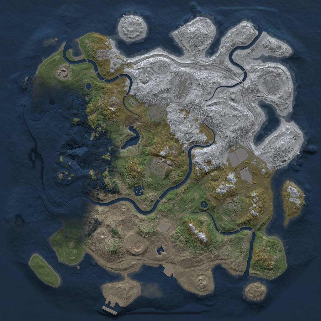 Rust Map: Procedural Map, Size: 4250, Seed: 1918171493, 16 Monuments