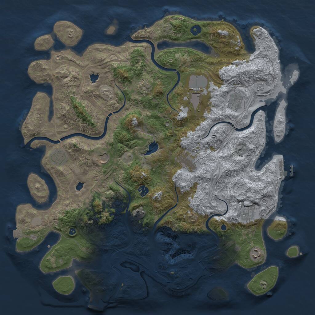 Rust Map: Procedural Map, Size: 4500, Seed: 1342666108, 16 Monuments