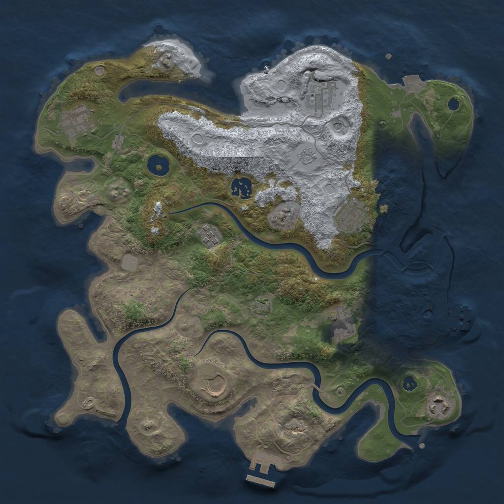 Rust Map: Procedural Map, Size: 3500, Seed: 395747281, 14 Monuments