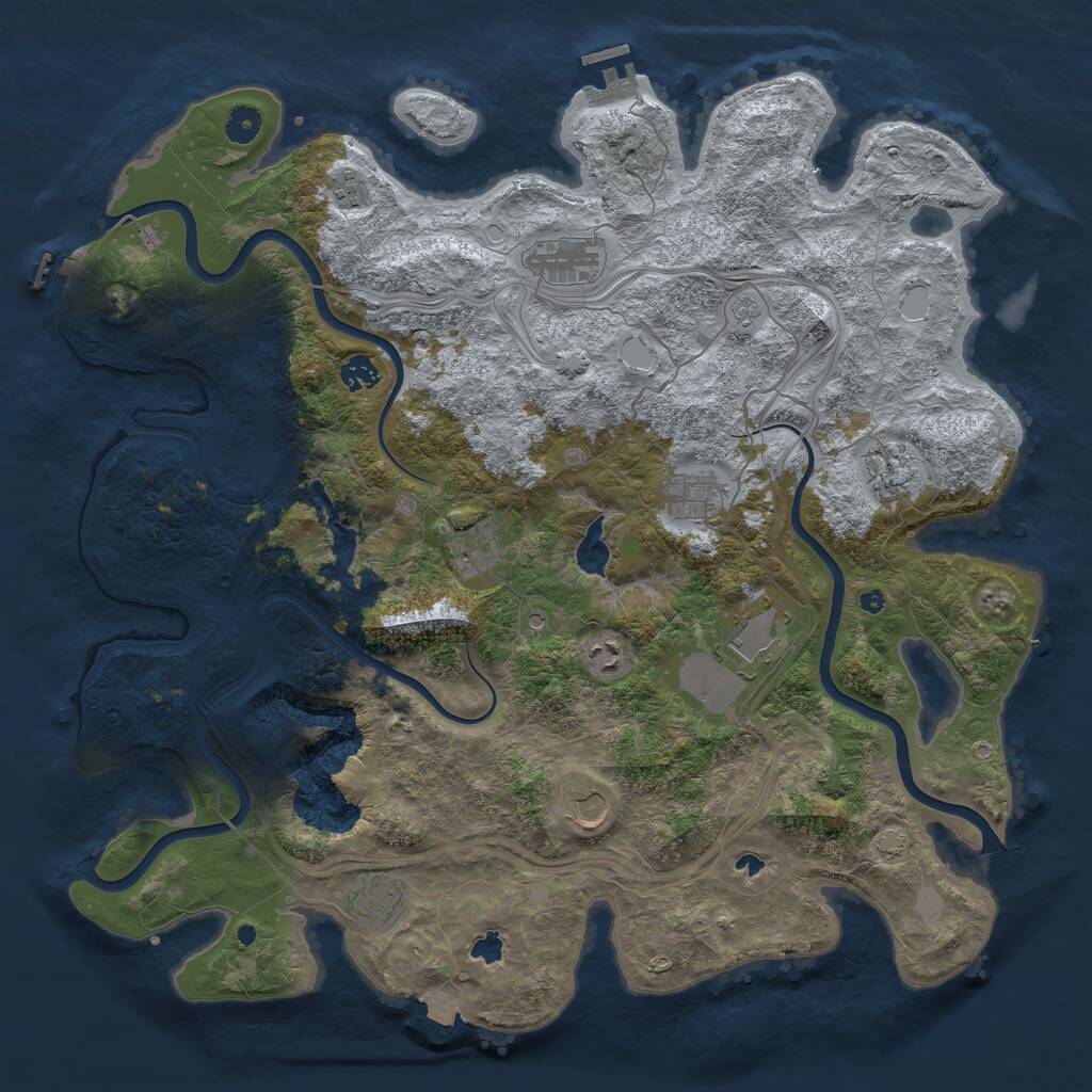 Rust Map: Procedural Map, Size: 4500, Seed: 12662, 16 Monuments
