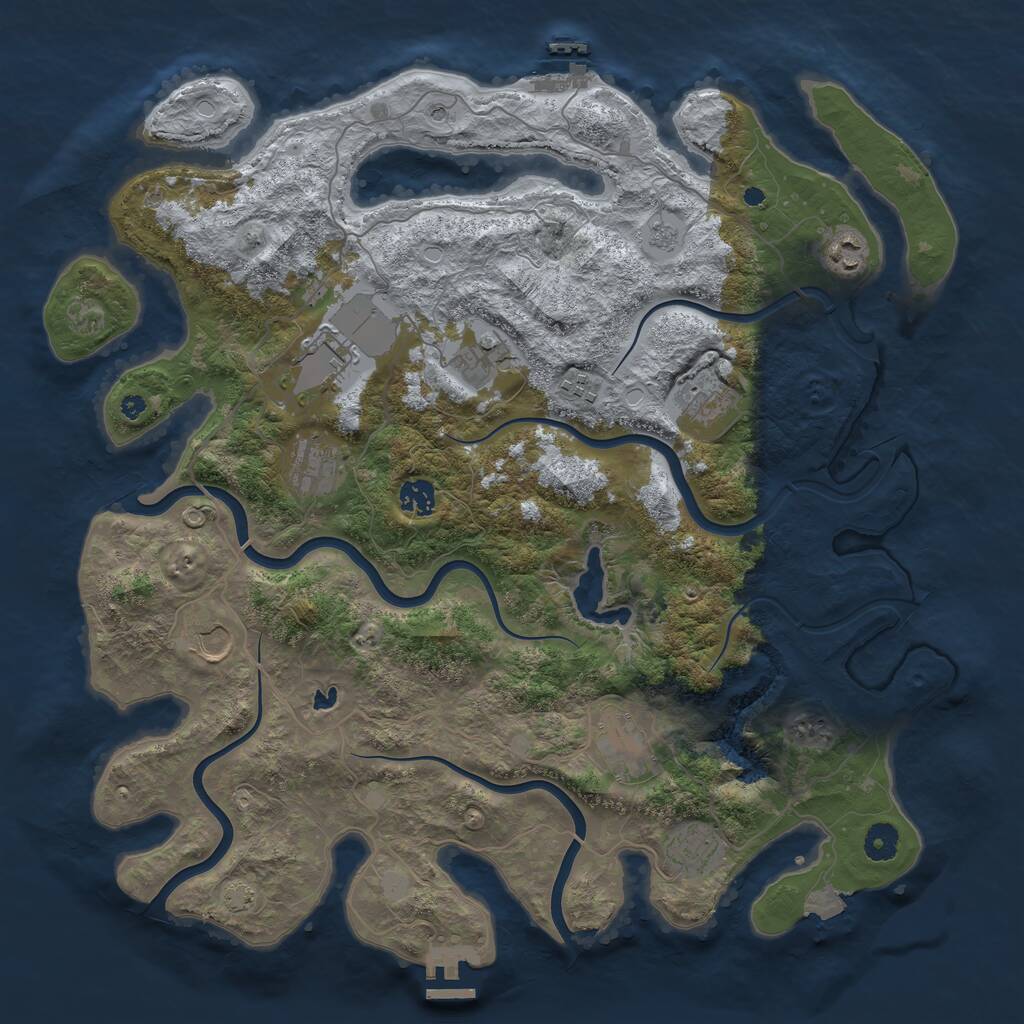 Rust Map: Procedural Map, Size: 4200, Seed: 1276661488, 16 Monuments