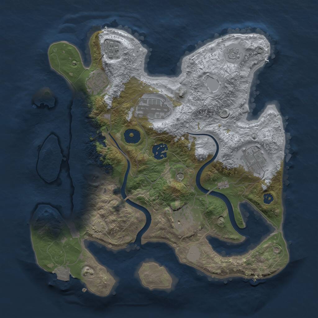 Rust Map: Procedural Map, Size: 3000, Seed: 18580, 10 Monuments