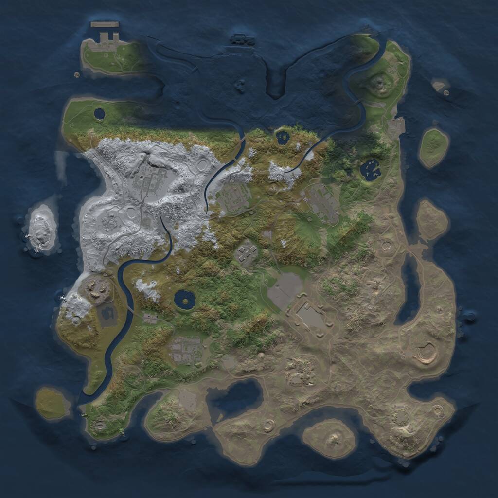 Rust Map: Procedural Map, Size: 3600, Seed: 520574, 16 Monuments