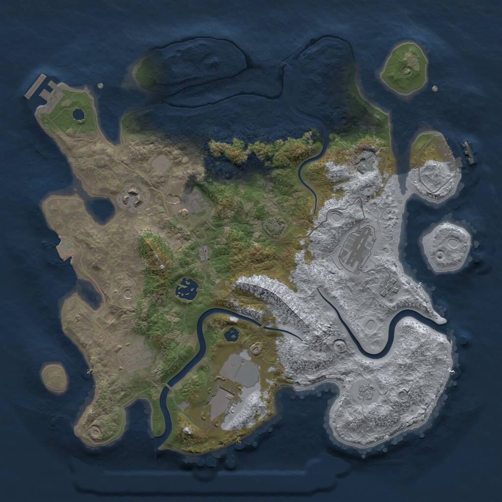 Rust Map: Procedural Map, Size: 3500, Seed: 380195854, 13 Monuments