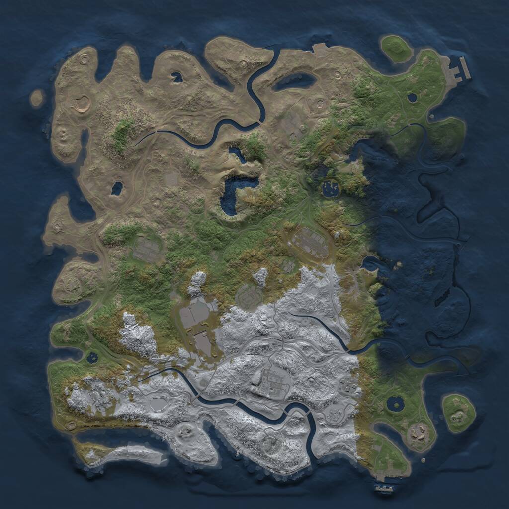 Rust Map: Procedural Map, Size: 4500, Seed: 248487330, 17 Monuments