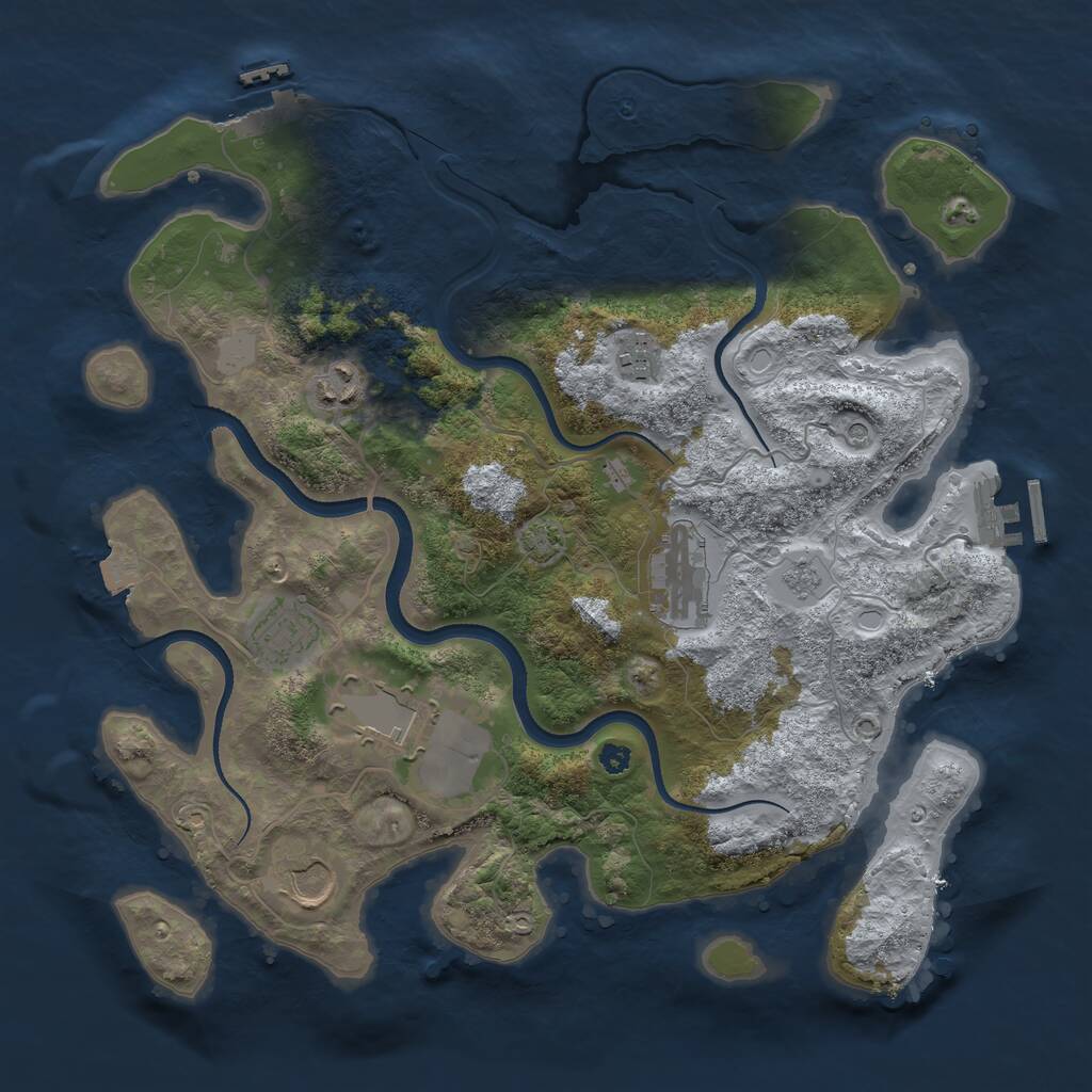 Rust Map: Procedural Map, Size: 3500, Seed: 1987811, 12 Monuments