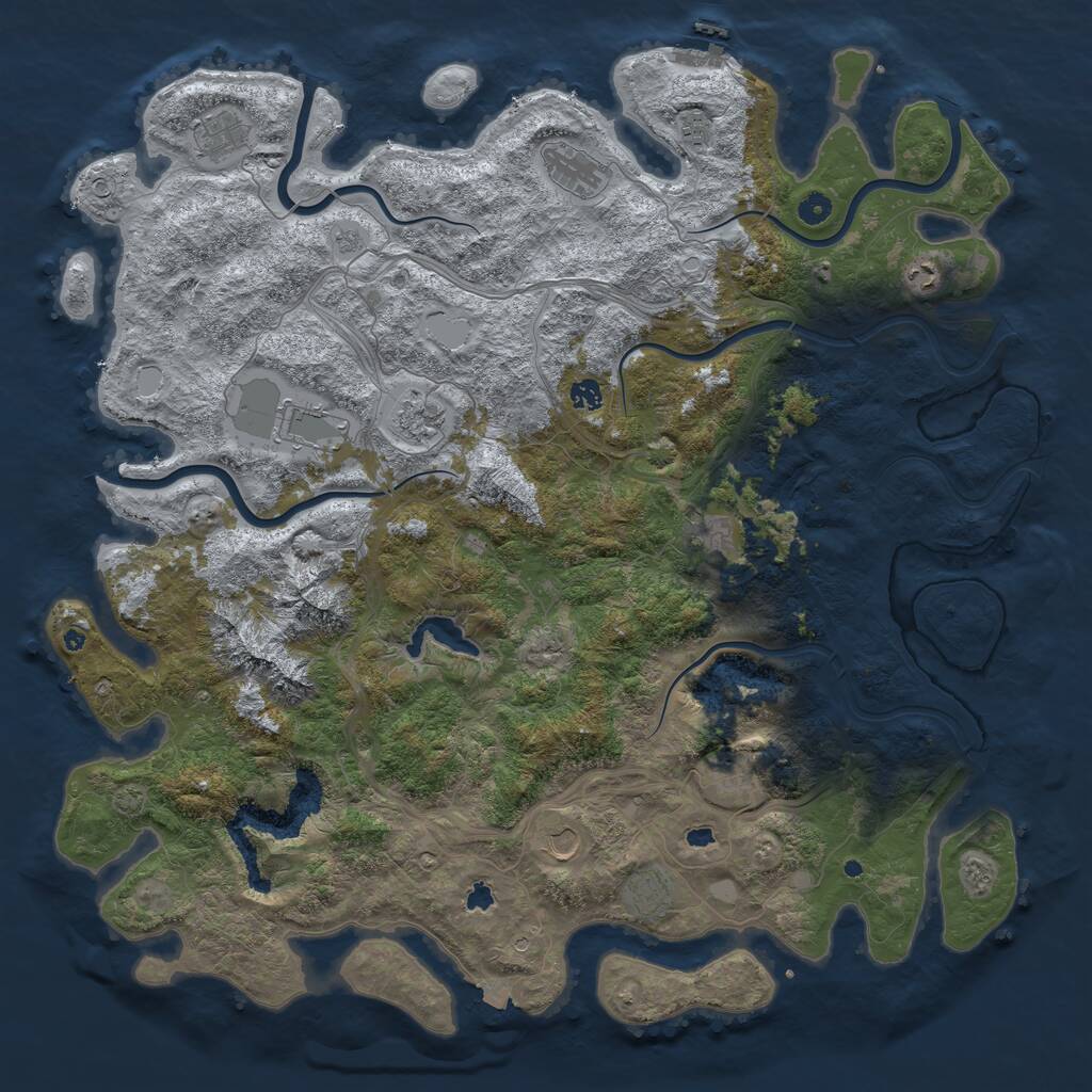 Rust Map: Procedural Map, Size: 5100, Seed: 530690232, 16 Monuments