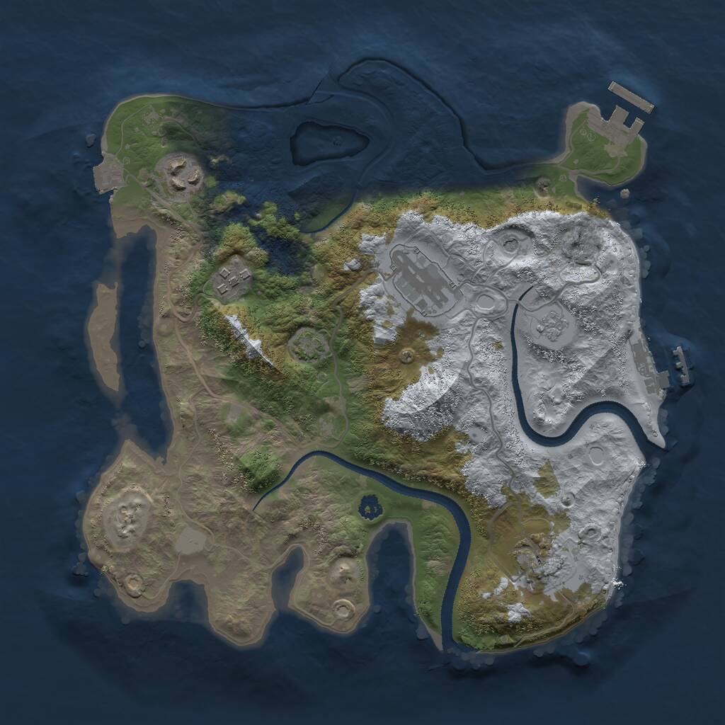 Rust Map: Procedural Map, Size: 3000, Seed: 2098617, 10 Monuments
