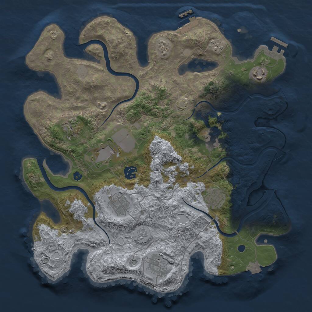 Rust Map: Procedural Map, Size: 3500, Seed: 1975424831, 15 Monuments