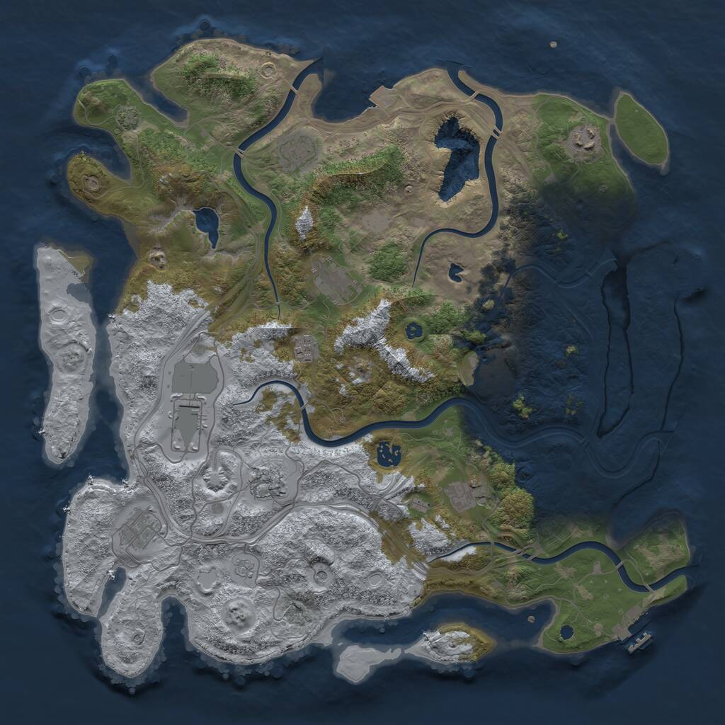 Rust Map: Procedural Map, Size: 4250, Seed: 518405329, 16 Monuments