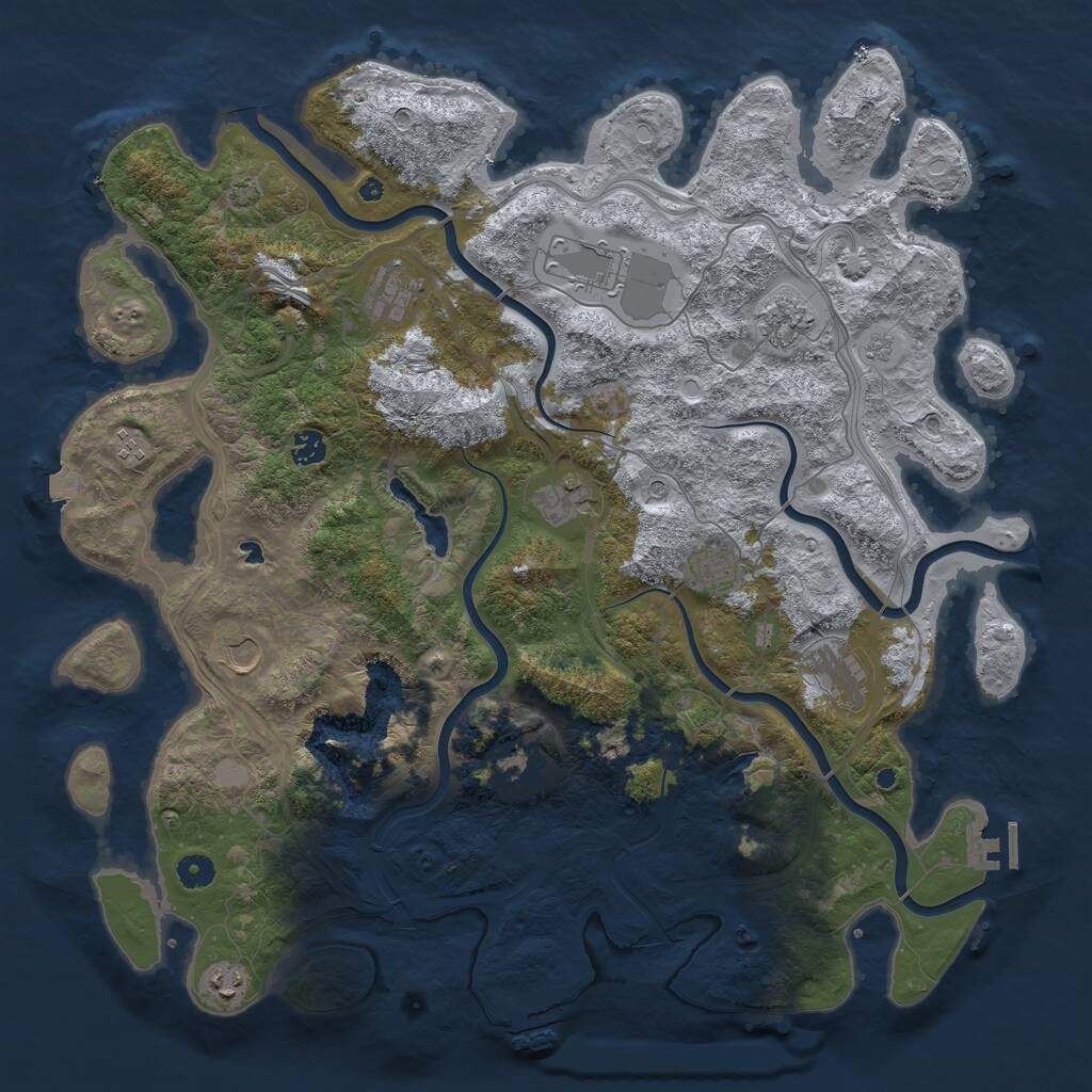 Rust Map: Procedural Map, Size: 4600, Seed: 1227498746, 17 Monuments