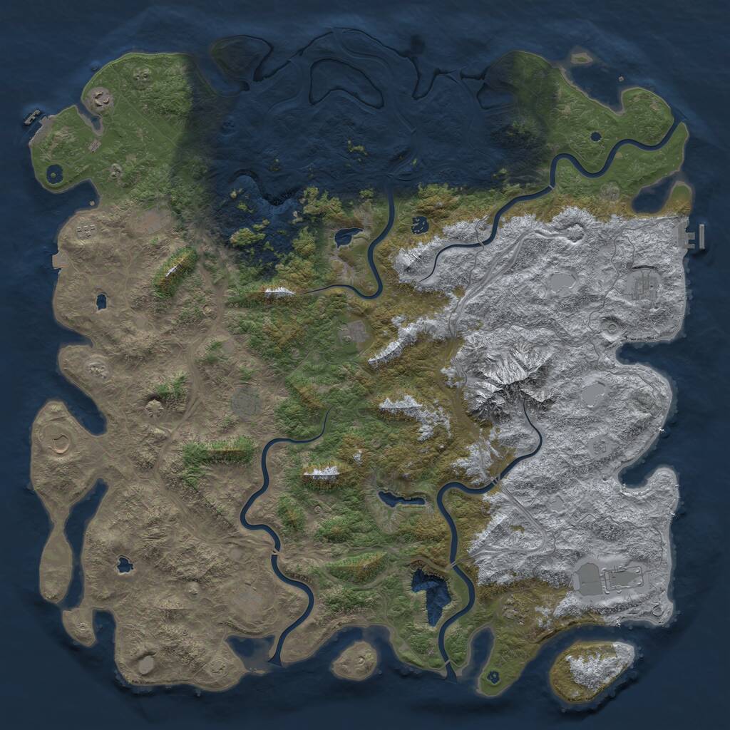 Rust Map: Procedural Map, Size: 6000, Seed: 33159737, 17 Monuments
