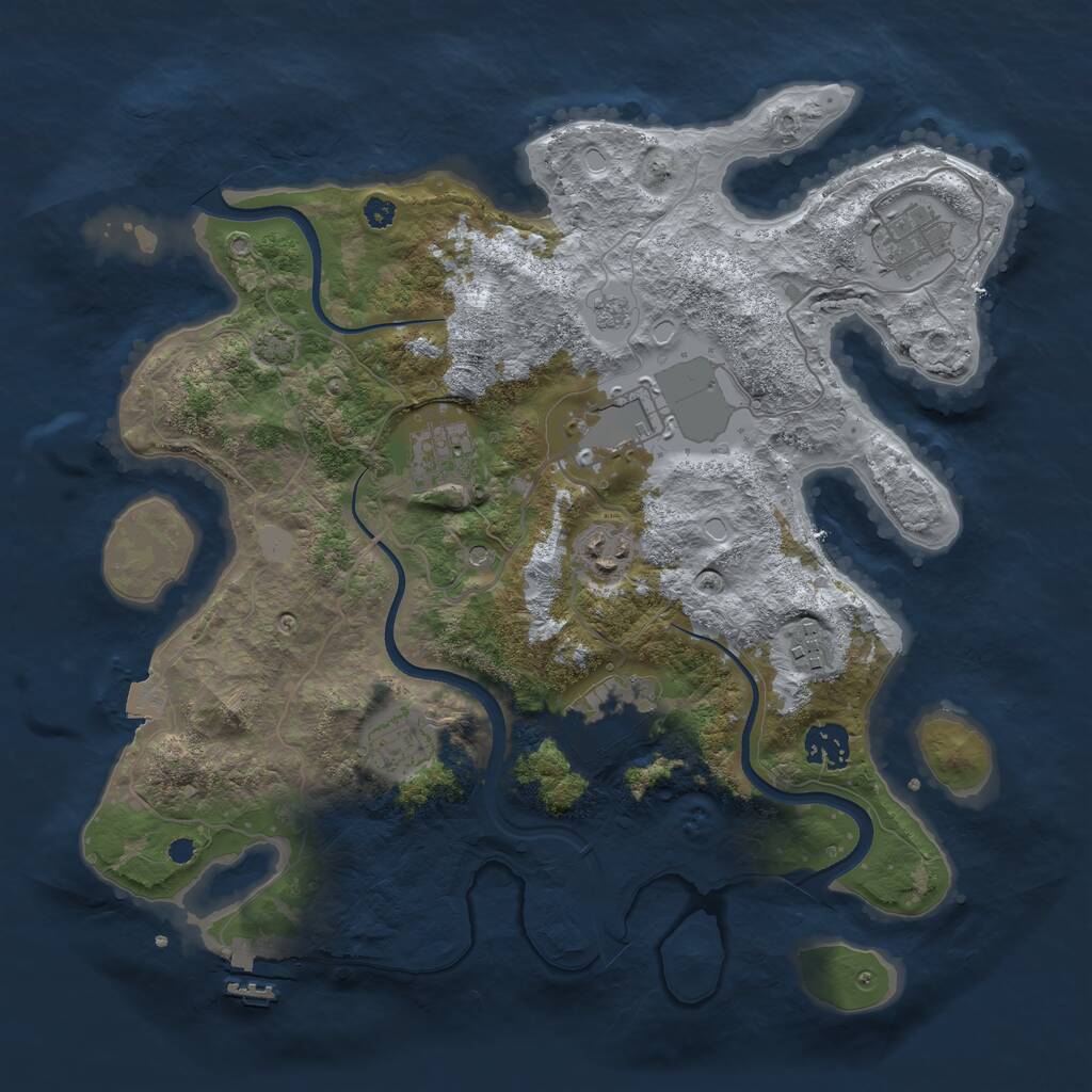 Rust Map: Procedural Map, Size: 3500, Seed: 1641843214, 13 Monuments