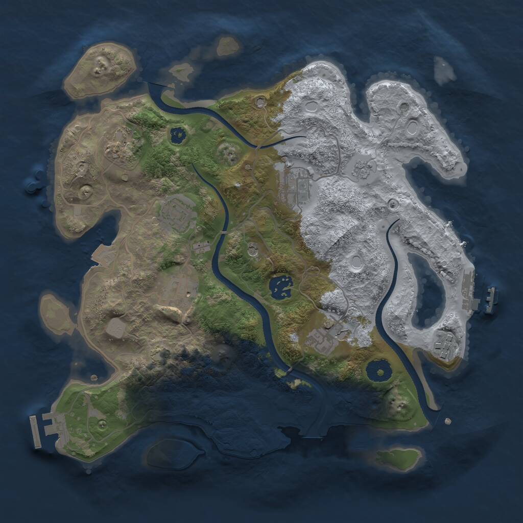 Rust Map: Procedural Map, Size: 3200, Seed: 1624228502, 13 Monuments