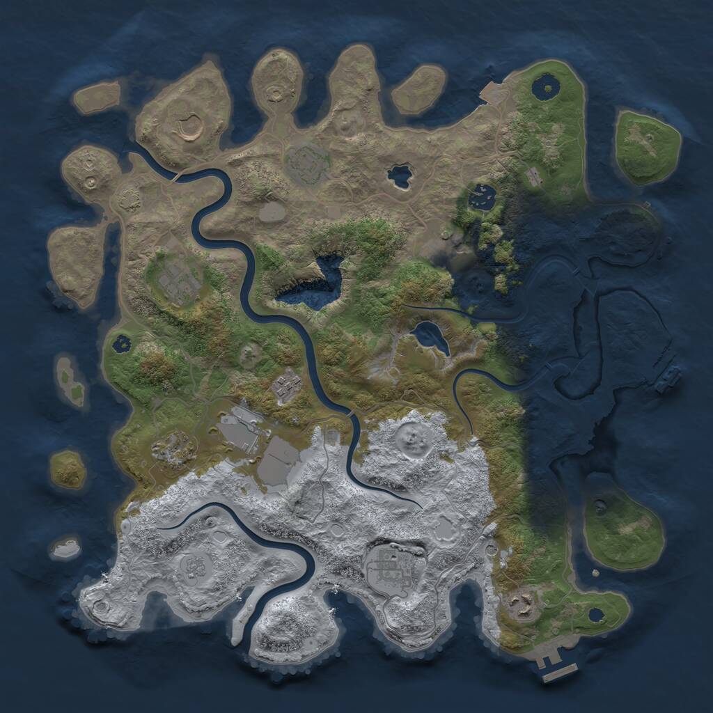 Rust Map: Procedural Map, Size: 4000, Seed: 23521, 16 Monuments