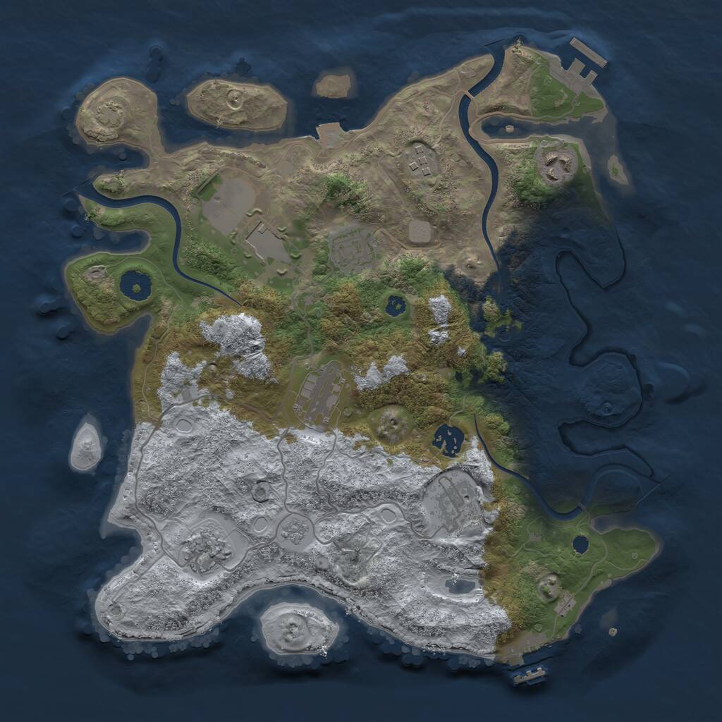 Rust Map: Procedural Map, Size: 3500, Seed: 123467, 14 Monuments
