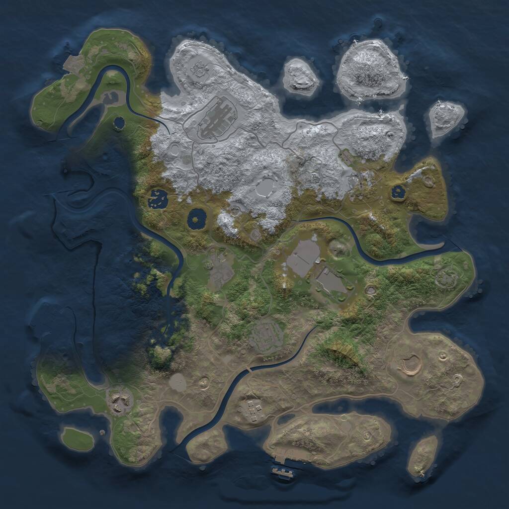 Rust Map: Procedural Map, Size: 3700, Seed: 1819829031, 15 Monuments