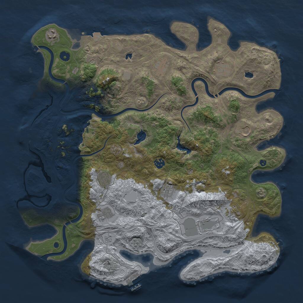 Rust Map: Procedural Map, Size: 4500, Seed: 724390249, 17 Monuments