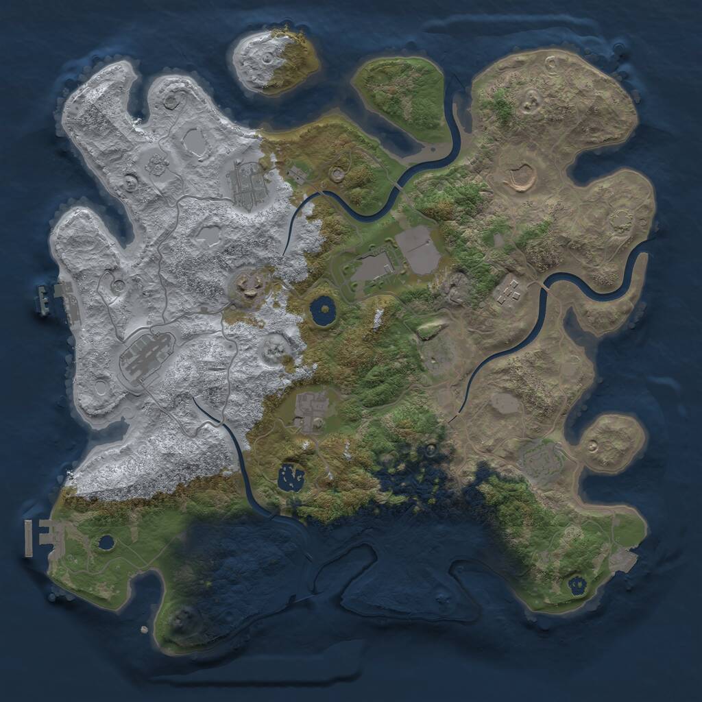 Rust Map: Procedural Map, Size: 3800, Seed: 98431, 16 Monuments