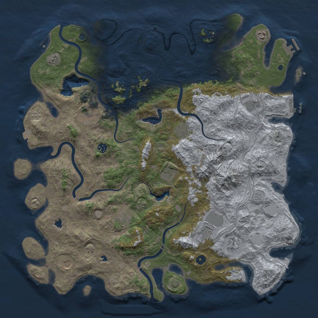 Rust Map: Procedural Map, Size: 5000, Seed: 1472702228, 17 Monuments