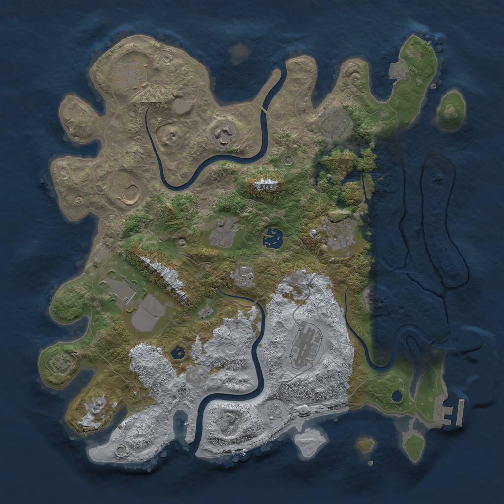 Rust Map: Procedural Map, Size: 3700, Seed: 1583023319, 15 Monuments