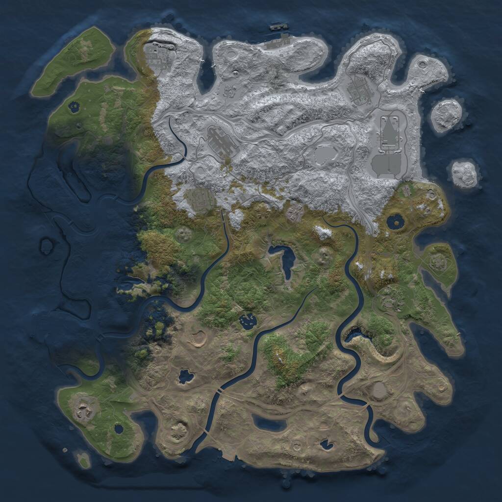 Rust Map: Procedural Map, Size: 4500, Seed: 889509089, 16 Monuments