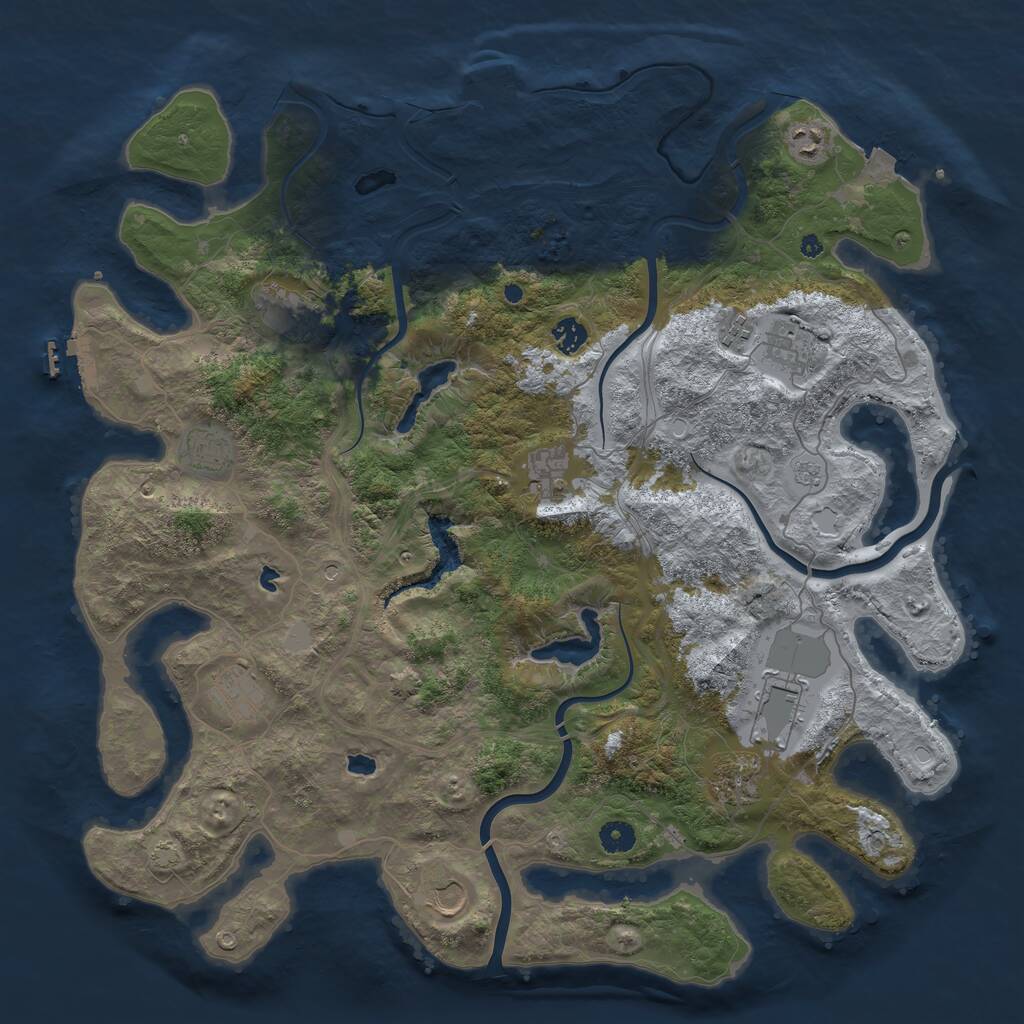 Rust Map: Procedural Map, Size: 4500, Seed: 804442168, 17 Monuments