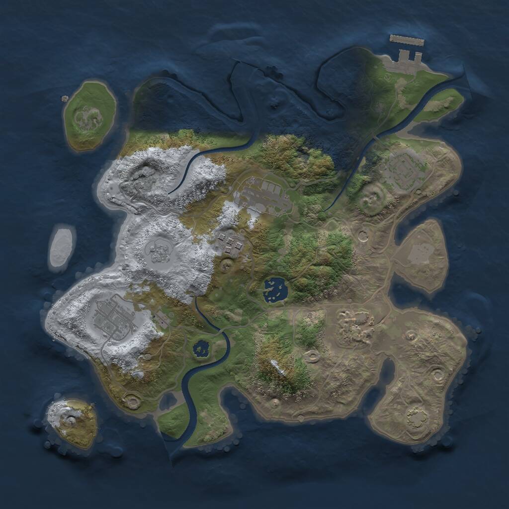 Rust Map: Procedural Map, Size: 3000, Seed: 27697, 11 Monuments