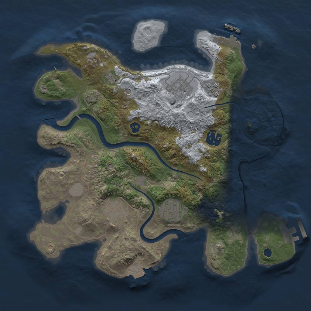 Rust Map: Procedural Map, Size: 3000, Seed: 1653426648, 10 Monuments