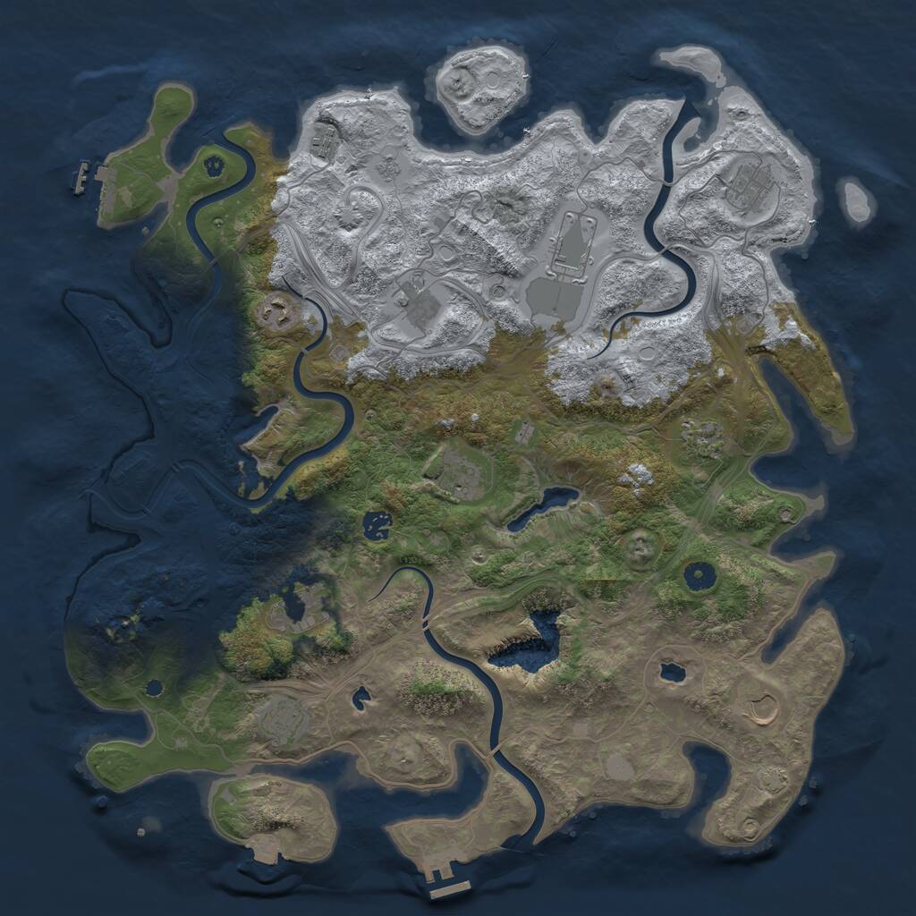 Rust Map: Procedural Map, Size: 4500, Seed: 1144768750, 17 Monuments