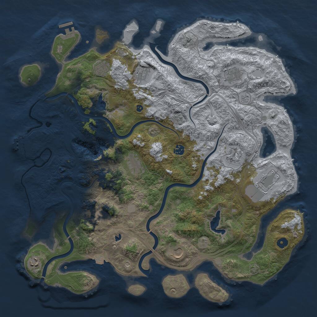 Rust Map: Procedural Map, Size: 4500, Seed: 982079629, 17 Monuments