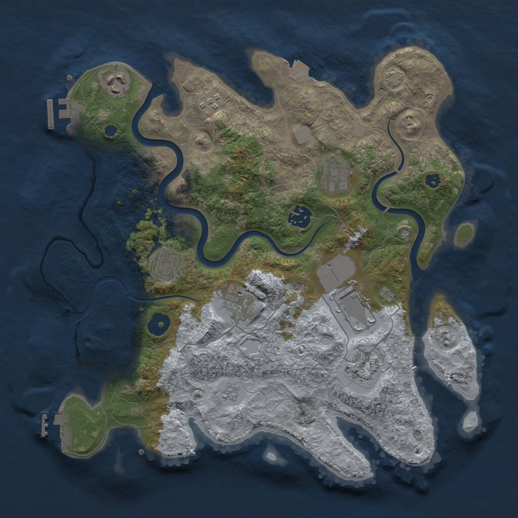 Rust Map: Procedural Map, Size: 3500, Seed: 182091537, 14 Monuments