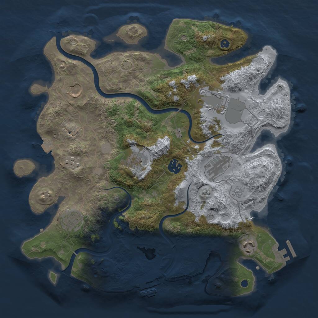 Rust Map: Procedural Map, Size: 3500, Seed: 2092149200, 14 Monuments