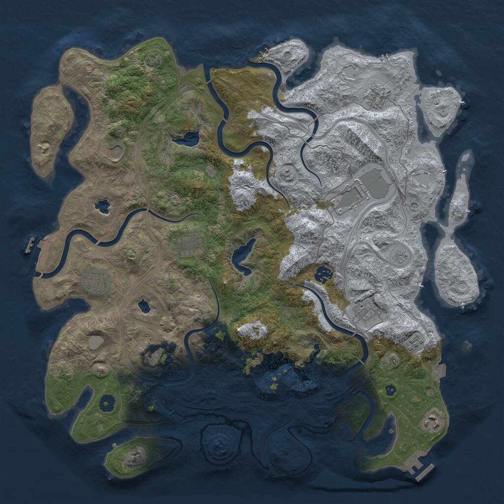 Rust Map: Procedural Map, Size: 4500, Seed: 579836924, 16 Monuments