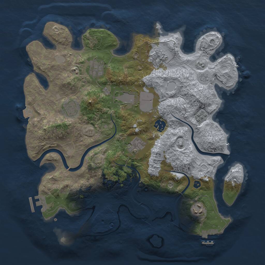 Rust Map: Procedural Map, Size: 3500, Seed: 3351324, 14 Monuments