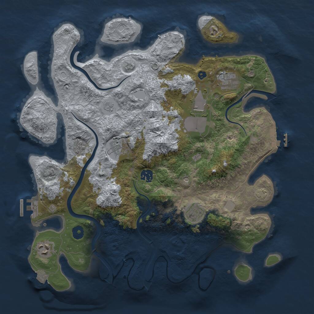 Rust Map: Procedural Map, Size: 3700, Seed: 352713013, 13 Monuments