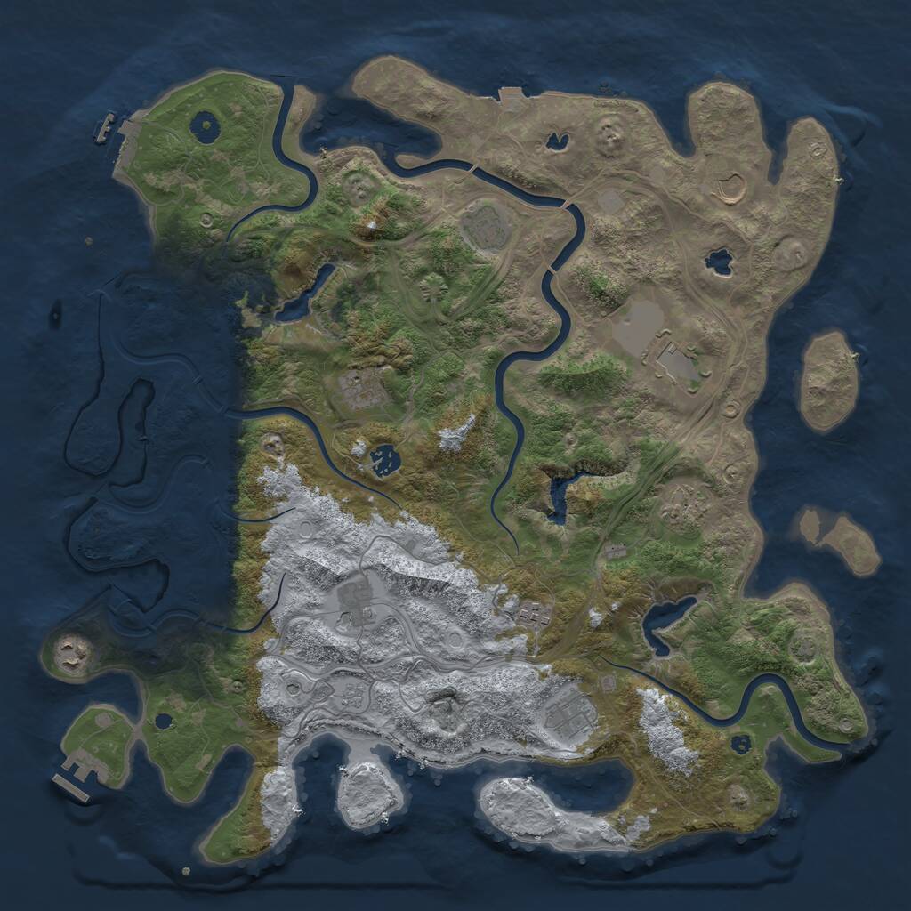 Rust Map: Procedural Map, Size: 4500, Seed: 293905882, 16 Monuments