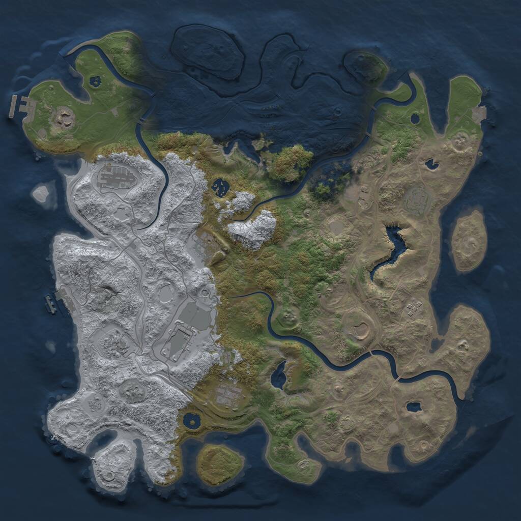 Rust Map: Procedural Map, Size: 4500, Seed: 1168133800, 17 Monuments