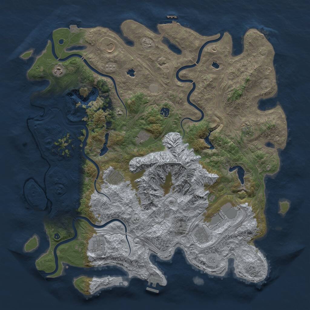 Rust Map: Procedural Map, Size: 5000, Seed: 466127437, 16 Monuments